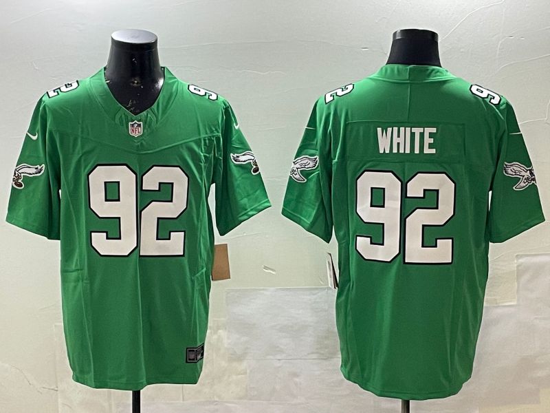 Men Philadelphia Eagles #92 White Green three generations 2025 Nike Vapor Limited NFL Jersey style 1->philadelphia eagles->NFL Jersey